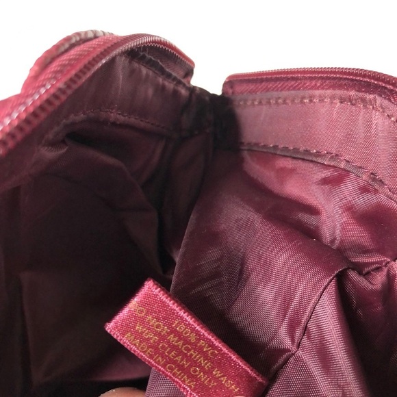 Estée Lauder Faux Pebbled Leather Bag Marooon - Picture 7 of 8